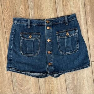 Madewell blue denim button front skort